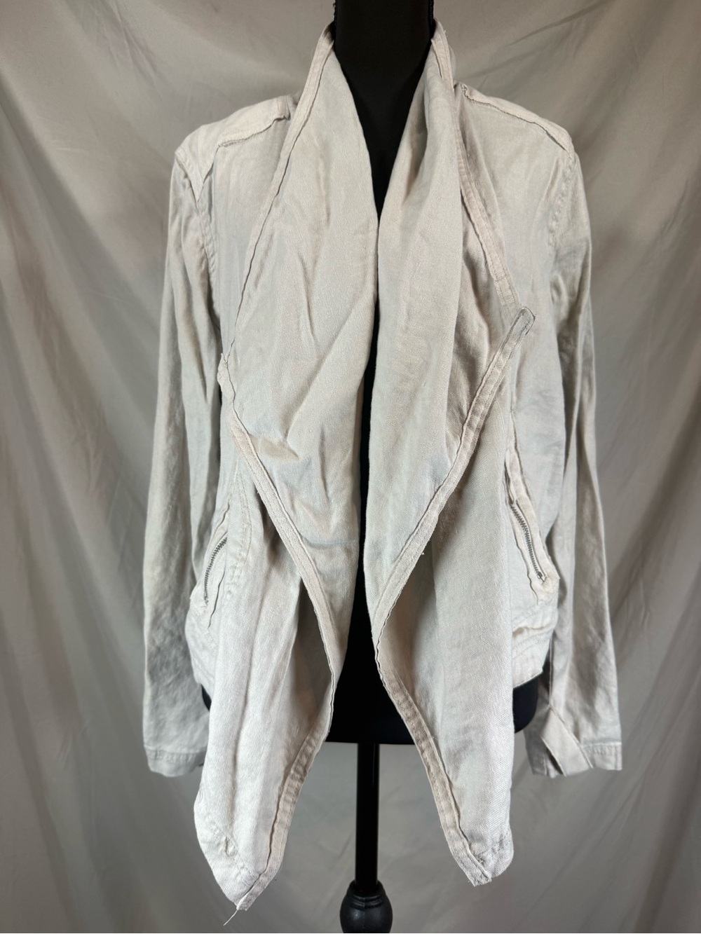 Anthropologie Gulliver‎ Draped Linen Blend Jacket- Off White- Size Small